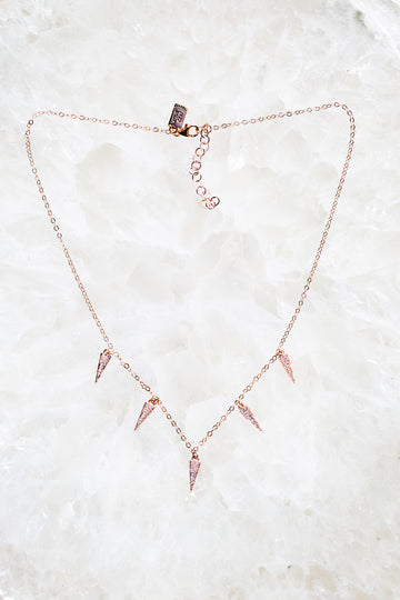 Rose gold dainty spike necklace